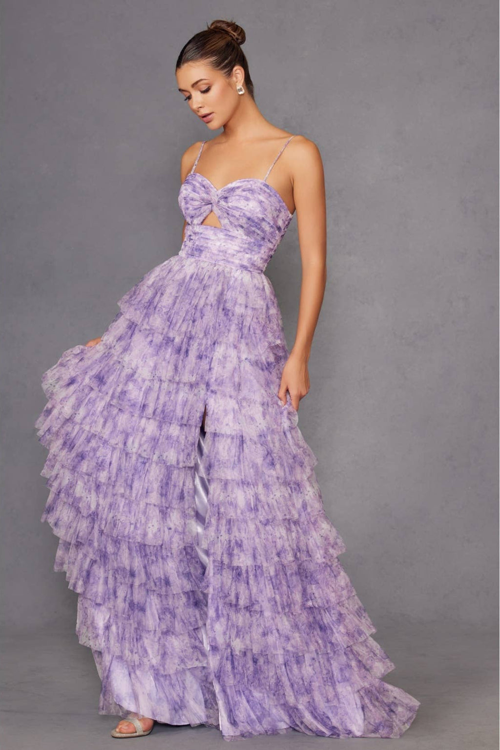 Cut Out Ruffle Tiered Gown JT2508