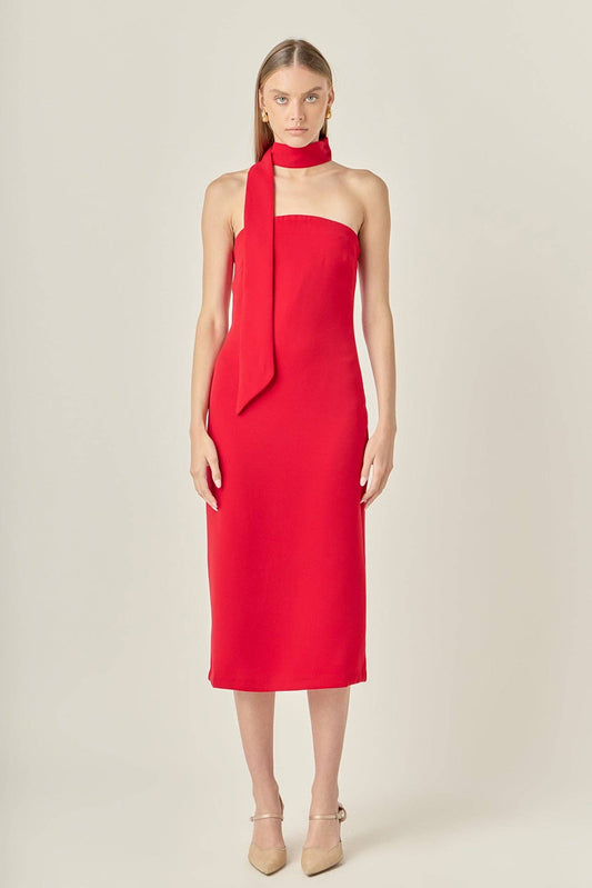 Kelly Choker Tie Midi Dress