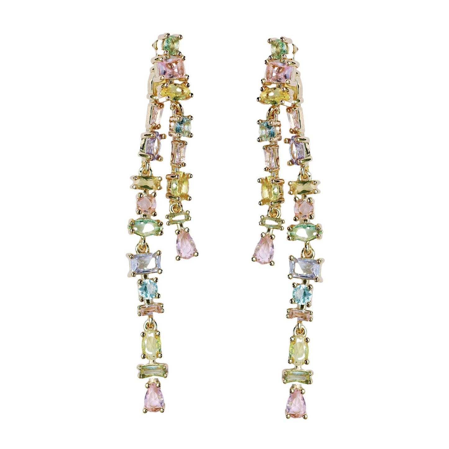 Pastel Multi Layered Duster Statement Earrings