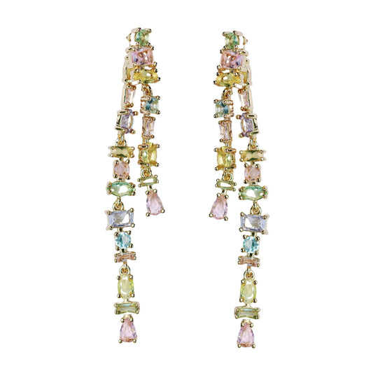 Pastel Multi Layered Duster Statement Earrings