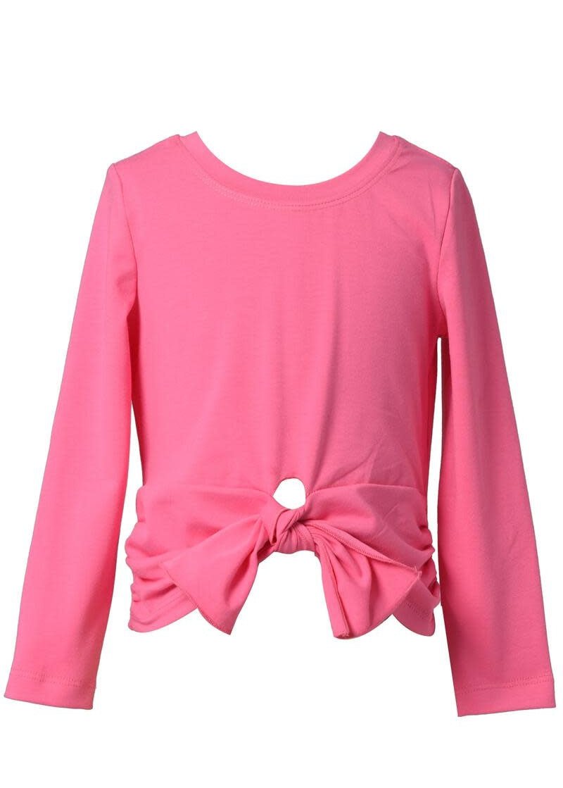 Little's Pink Tie Front Long Sleeve Top