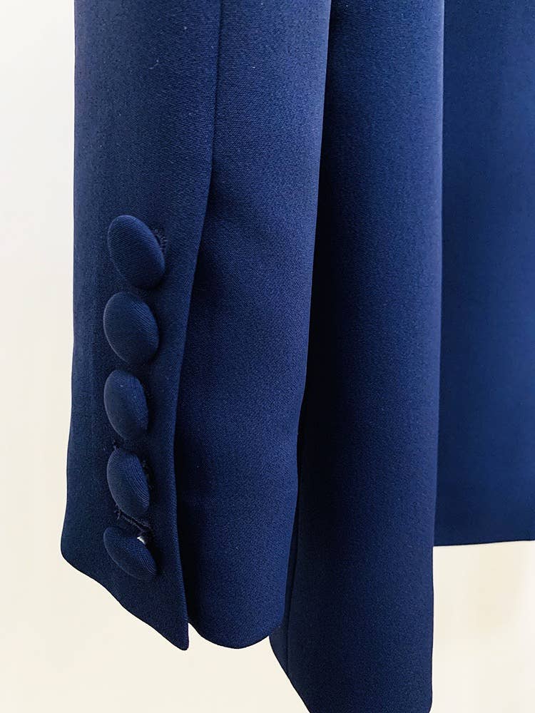 Leather Collar Mid-Length Suit & Pants Set