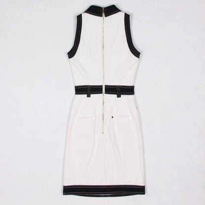 DR038 Short-sleeved Dress With Gold Buttons