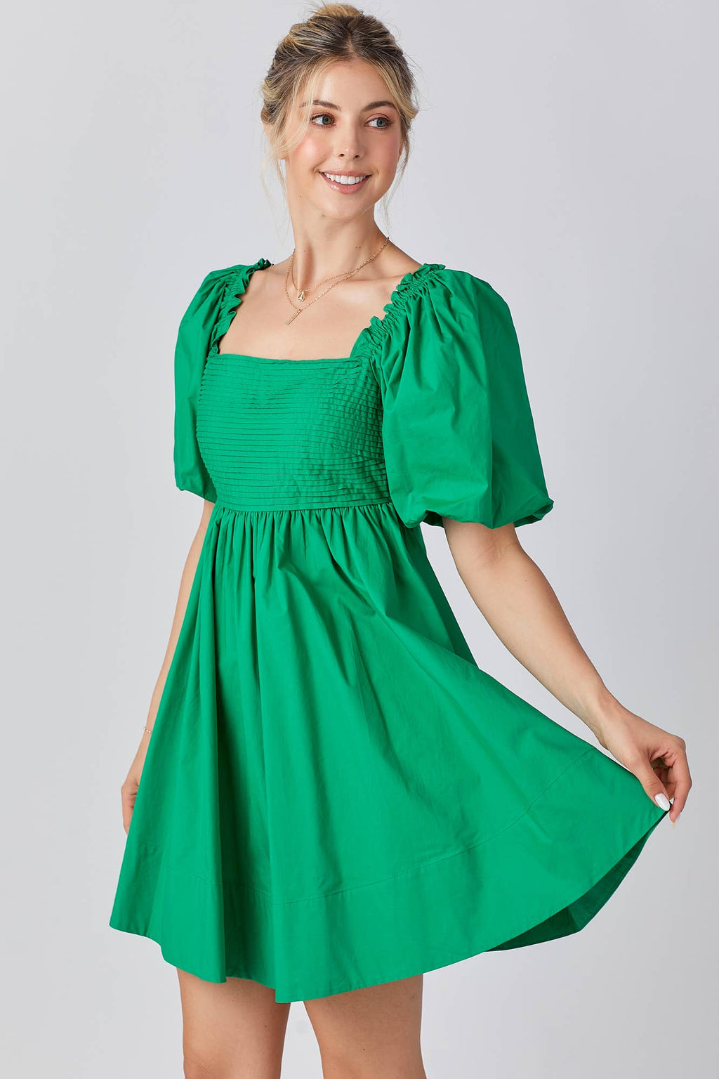 Ruffle Square A-line Cotton Midi Dresses