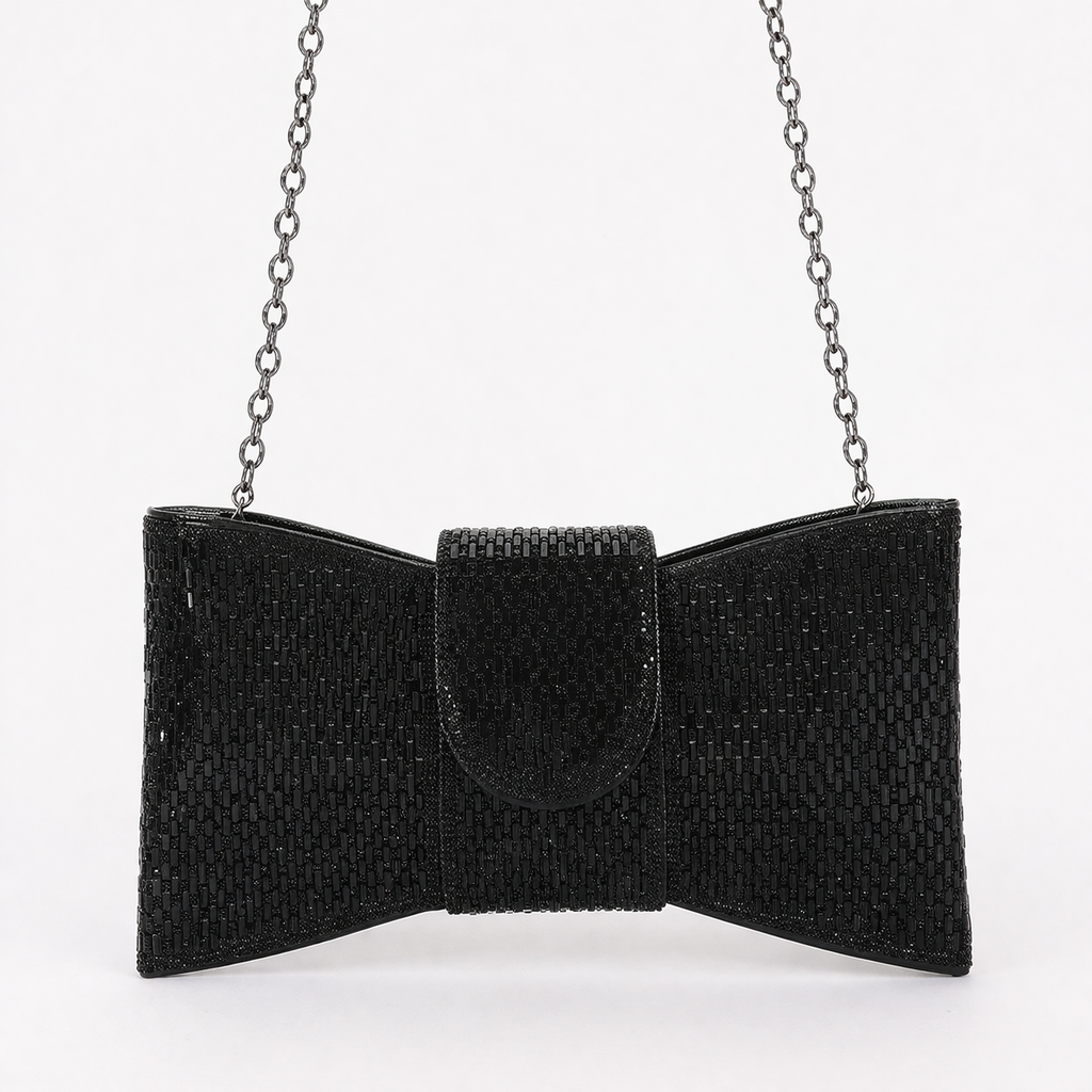 Rhinestone Bow Clutch