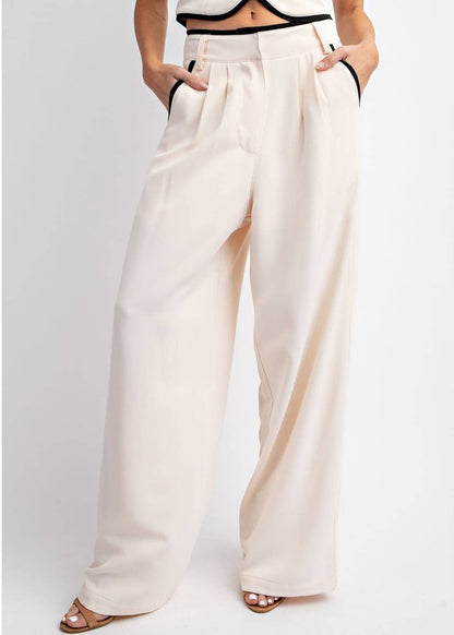 Contrast Cream Vest & Trouser Set