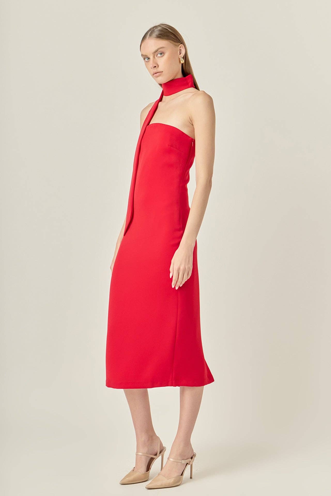 Kelly Choker Tie Midi Dress