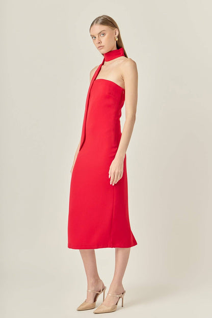 Kelly Choker Tie Midi Dress