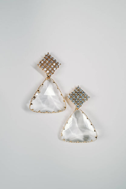 Pavé Triangle Crystal Drop Earrings