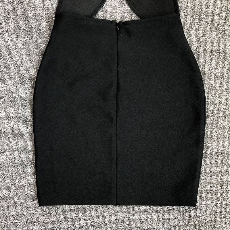 DR759 Noir Petal Cutout Bandage Dress with Sculpted Detail