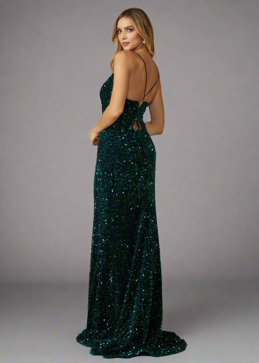Ice Pink Velvet Sequin Gown