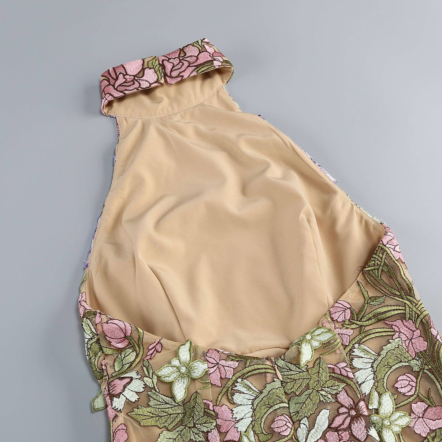 22Y Elegant Sleeveless Floral Embroidered Sheer Mini Dress: Multi-Colored / English / XS
