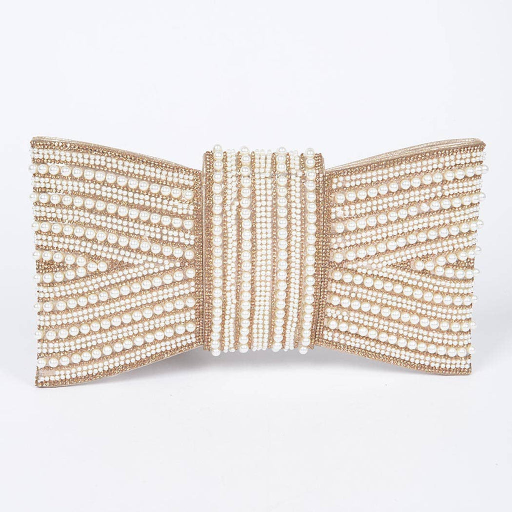 Pearl & Rhinestone Bow Clutch