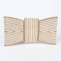 Gold Rhinestone and Pearl Bow Clutch