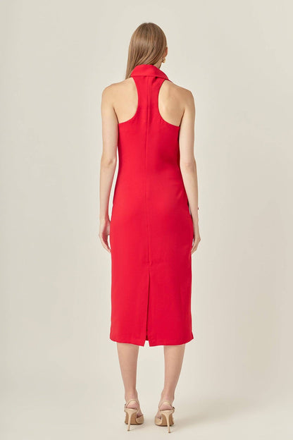 Kelly Choker Tie Midi Dress