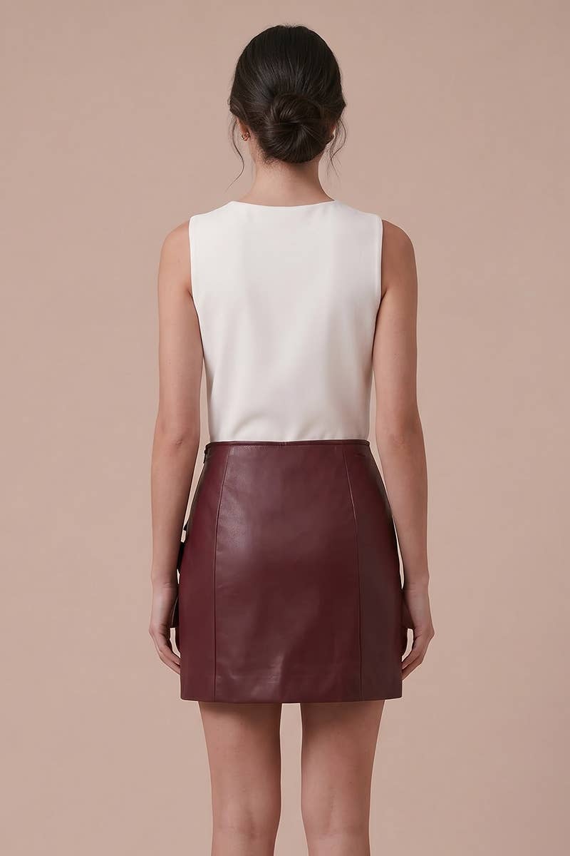Floral Appliqué Faux Leather Mini Skirt