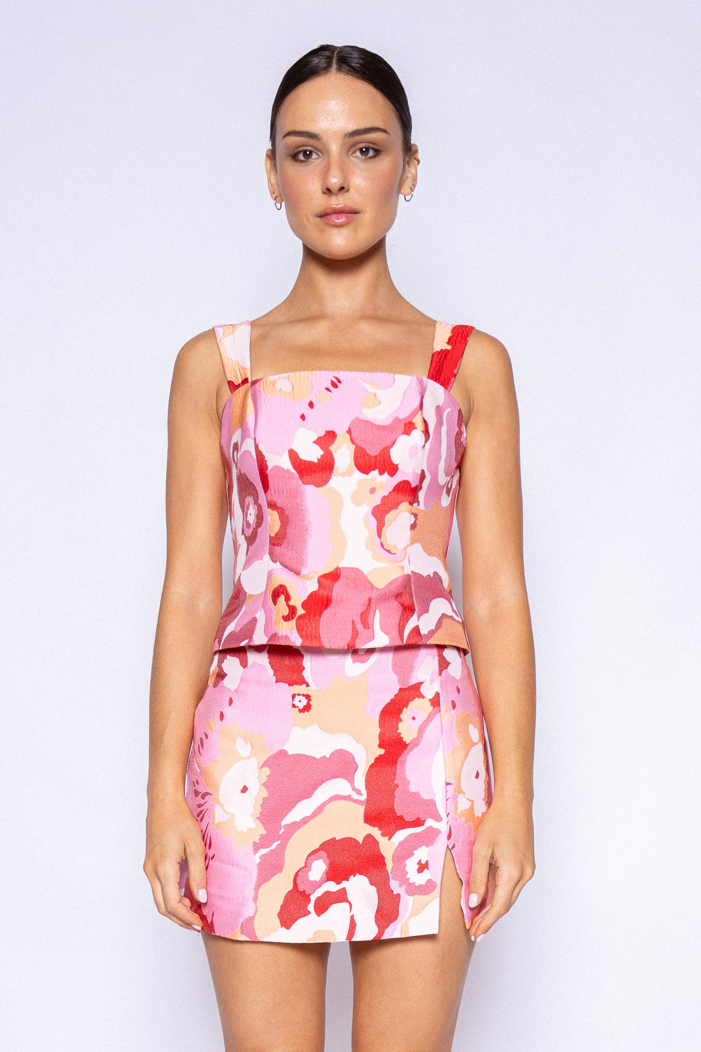 Pink Jacquard Print Skirt