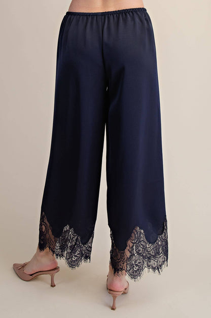 Georgia Satin & Lace Cropped Pants