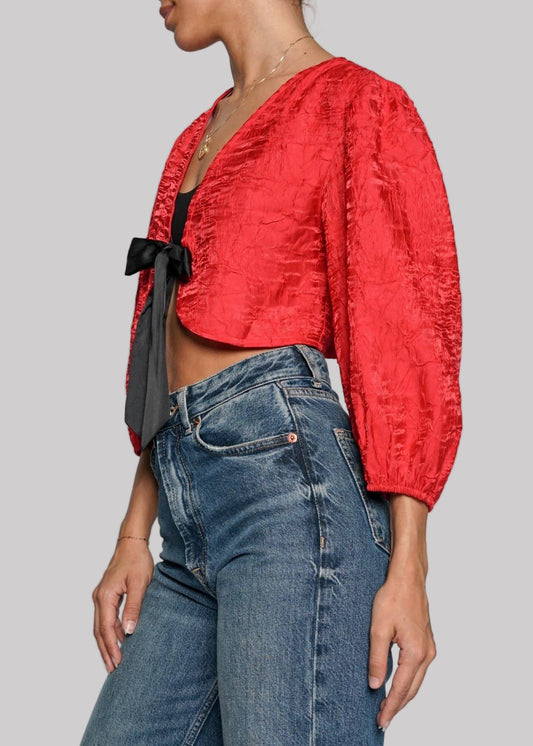 Ribbon Tie Crinkle Bolero