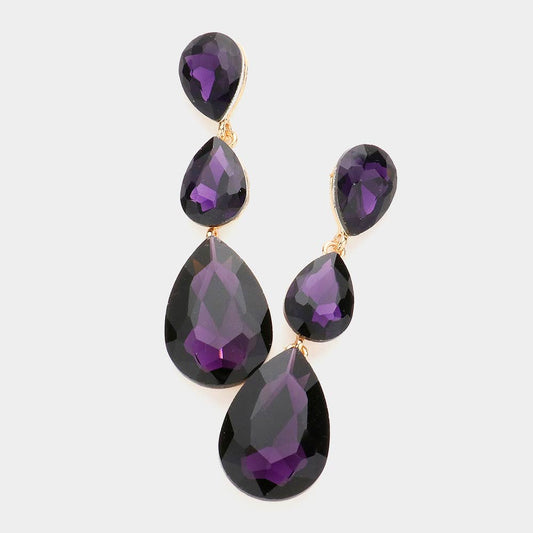 Triple Teardrop Evening Earrings