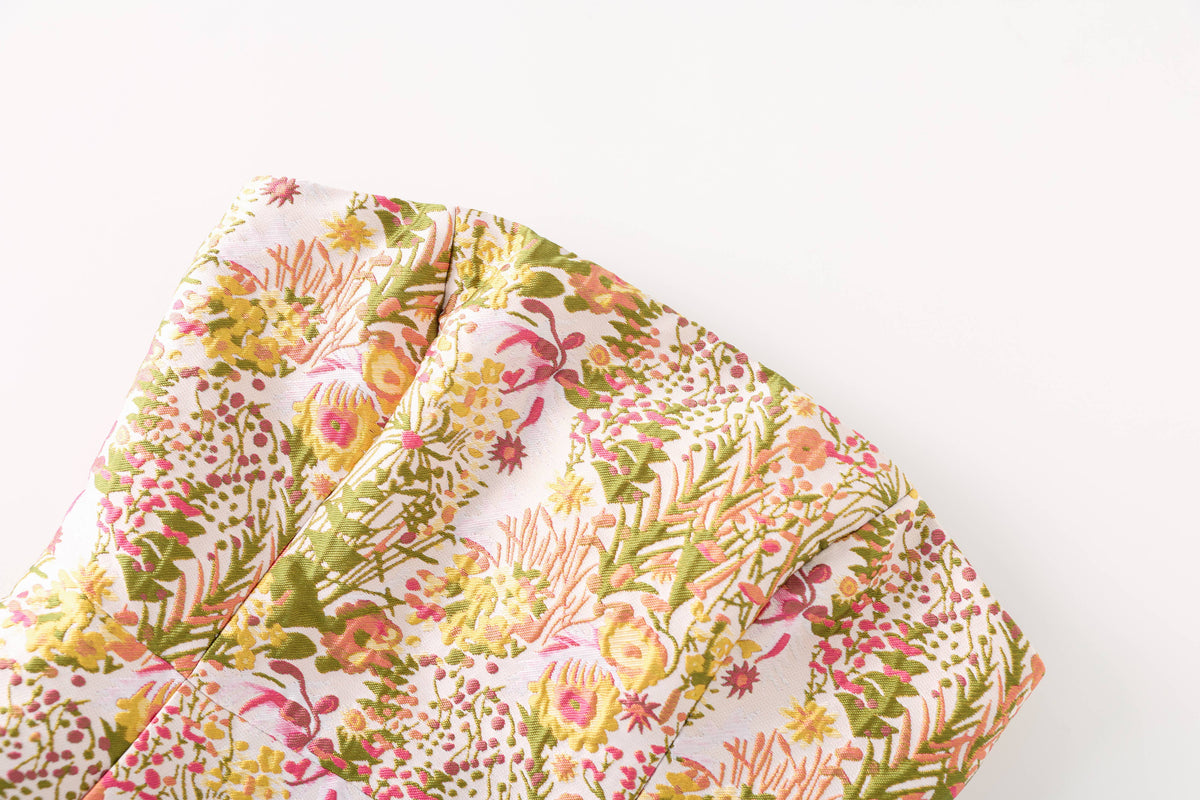 Jacquard Strapless Mini Dress Floral Design Chic