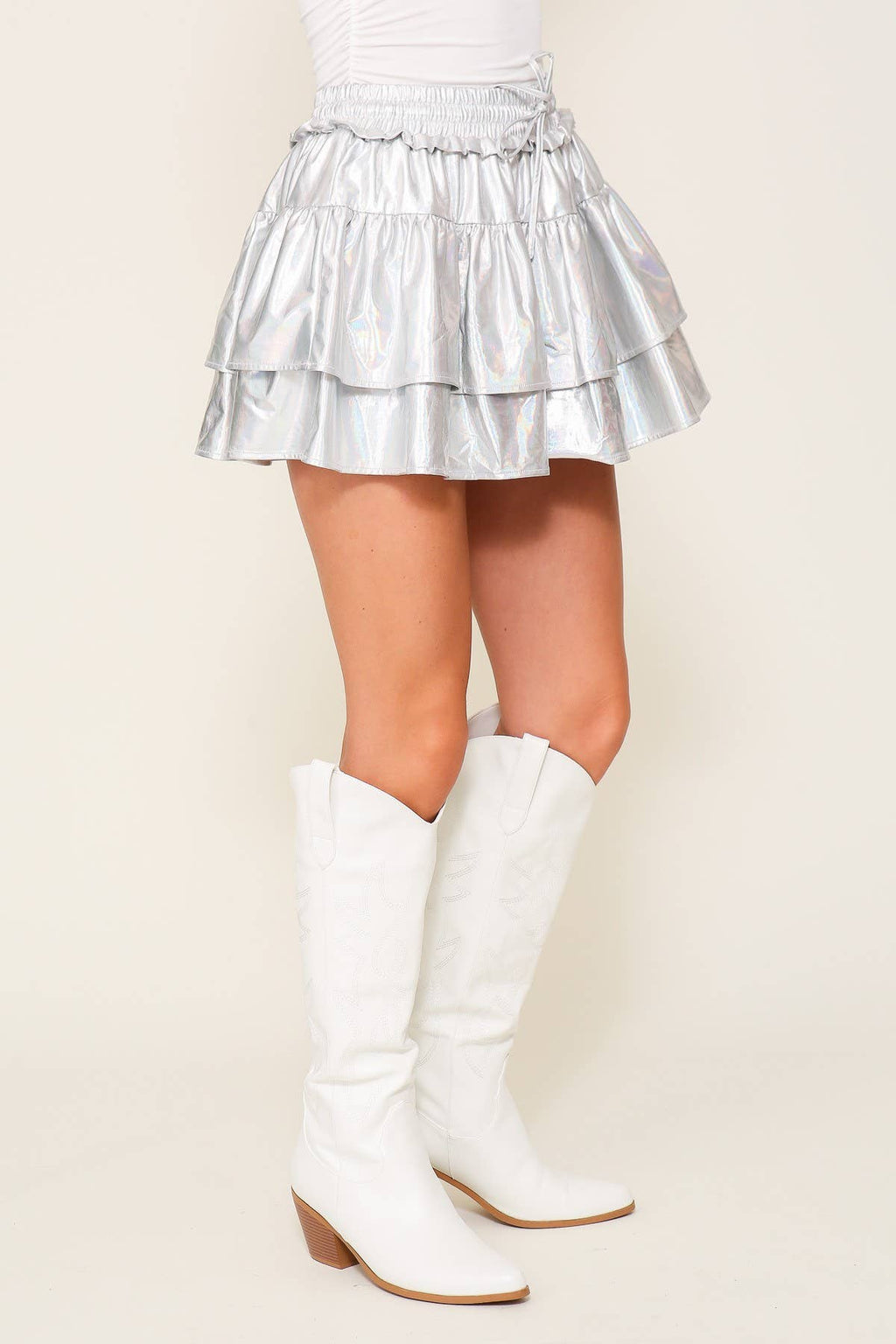Tiered Foil High Waisted Game Day Skort