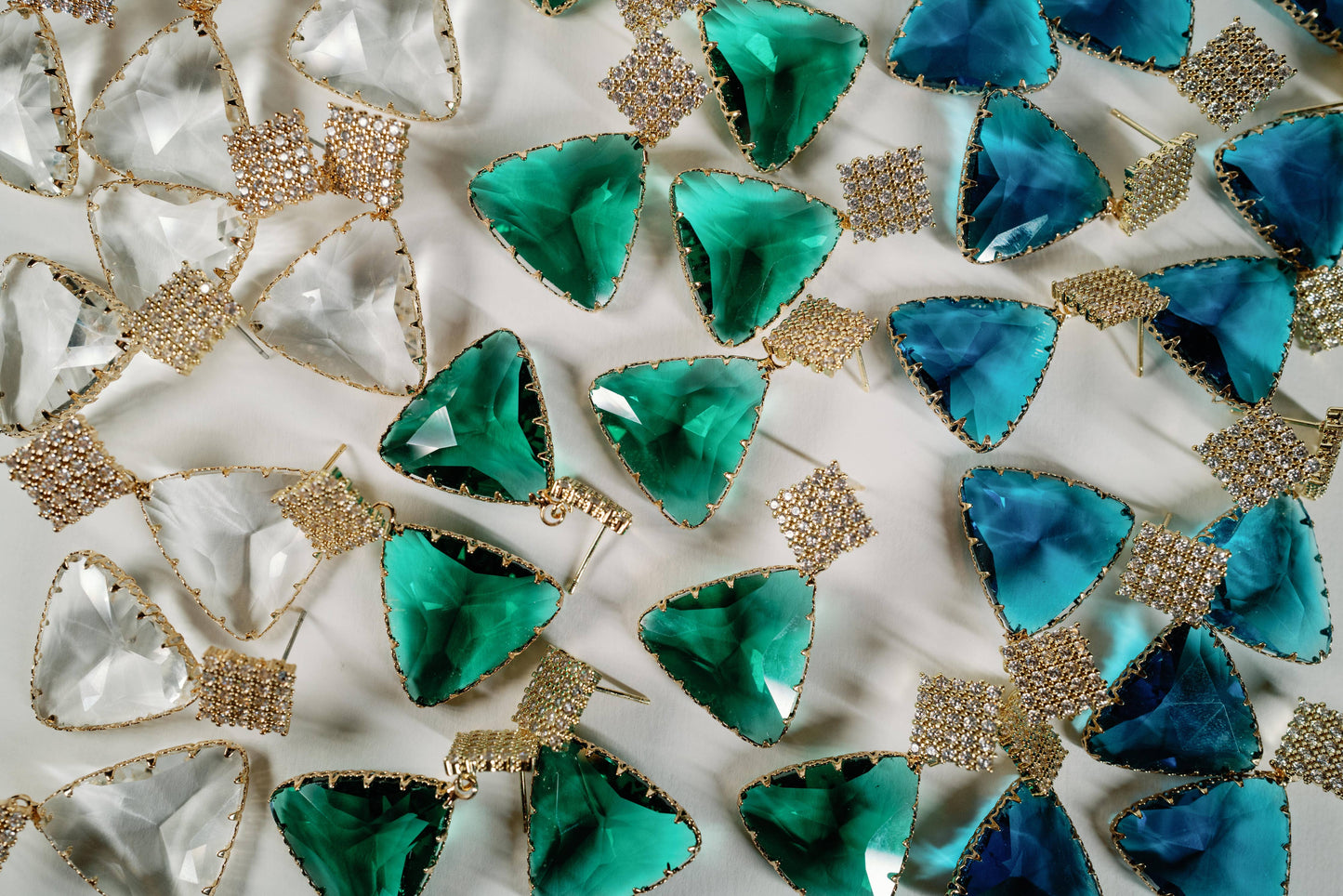 Pavé Triangle Crystal Drop Earrings