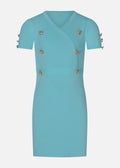 Girls' Aqua Button Knit Dress