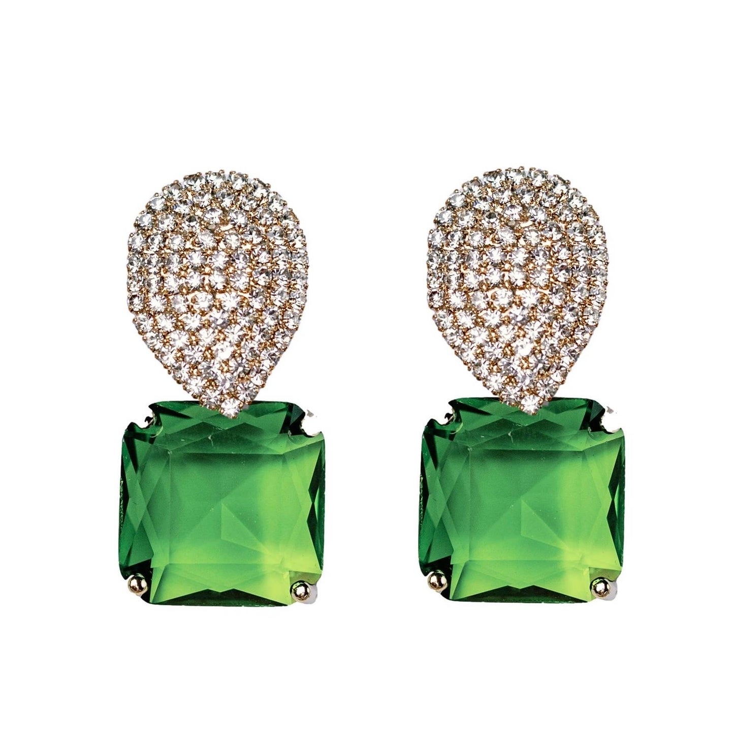 Retro Pave Crystal and Stone Drop Earrings