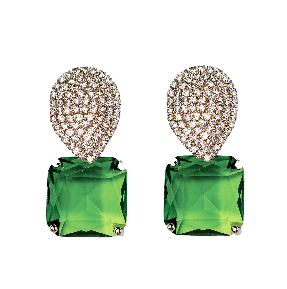 Retro Pave Crystal and Stone Drop Earrings