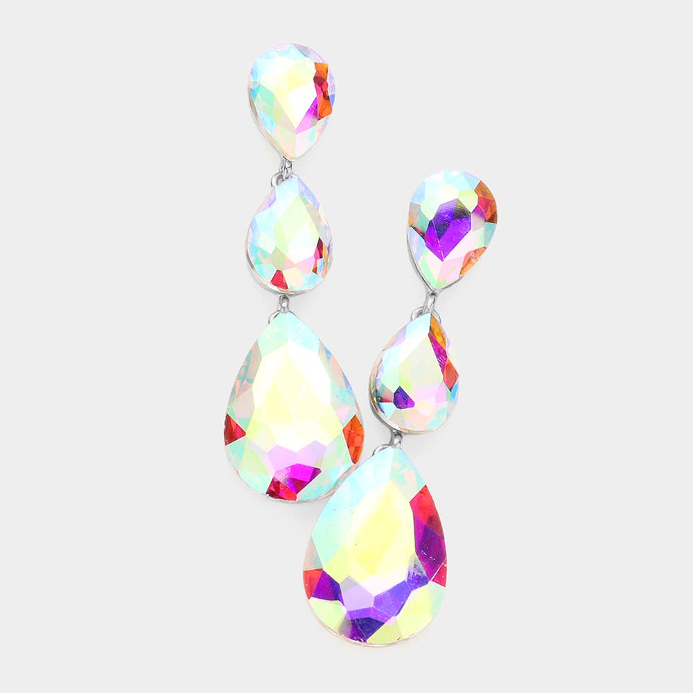 Triple Teardrop Evening Earrings