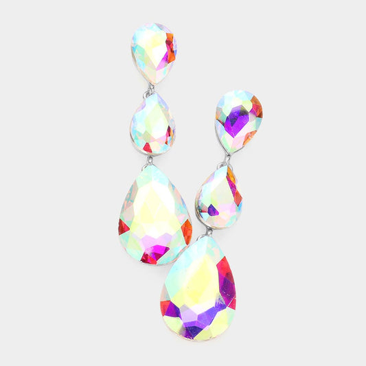 Triple Teardrop Evening Earrings