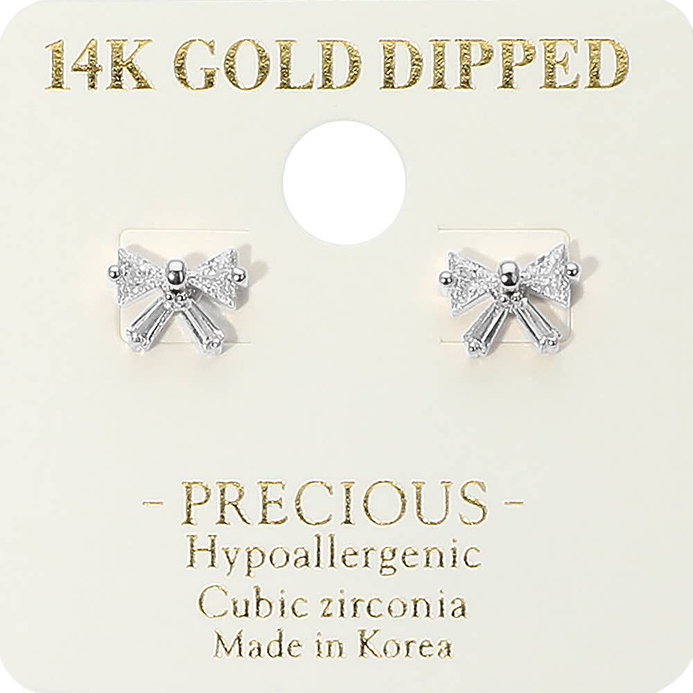 14K Dipped Mini Bow Stud Earrings
