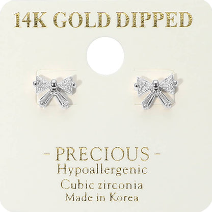 14K Dipped Mini Bow Stud Earrings