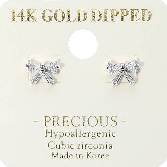 14K Dipped Mini Bow Stud Earrings