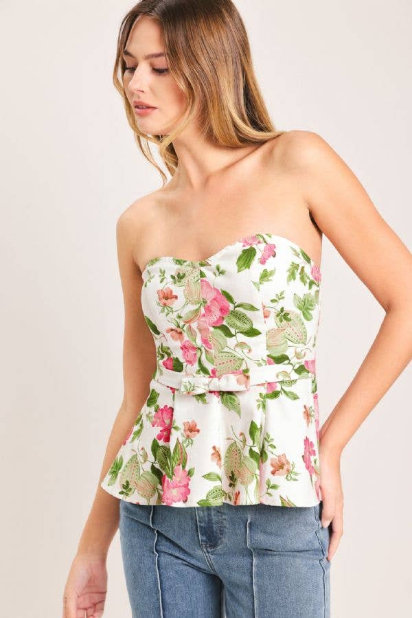 A printed woven tube top - IT14115B