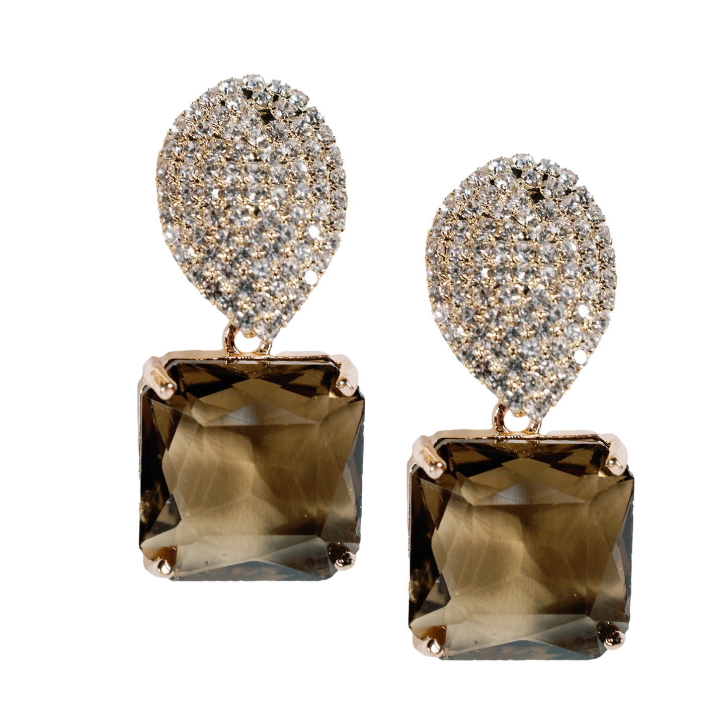Retro Pave Crystal and Stone Drop Earrings