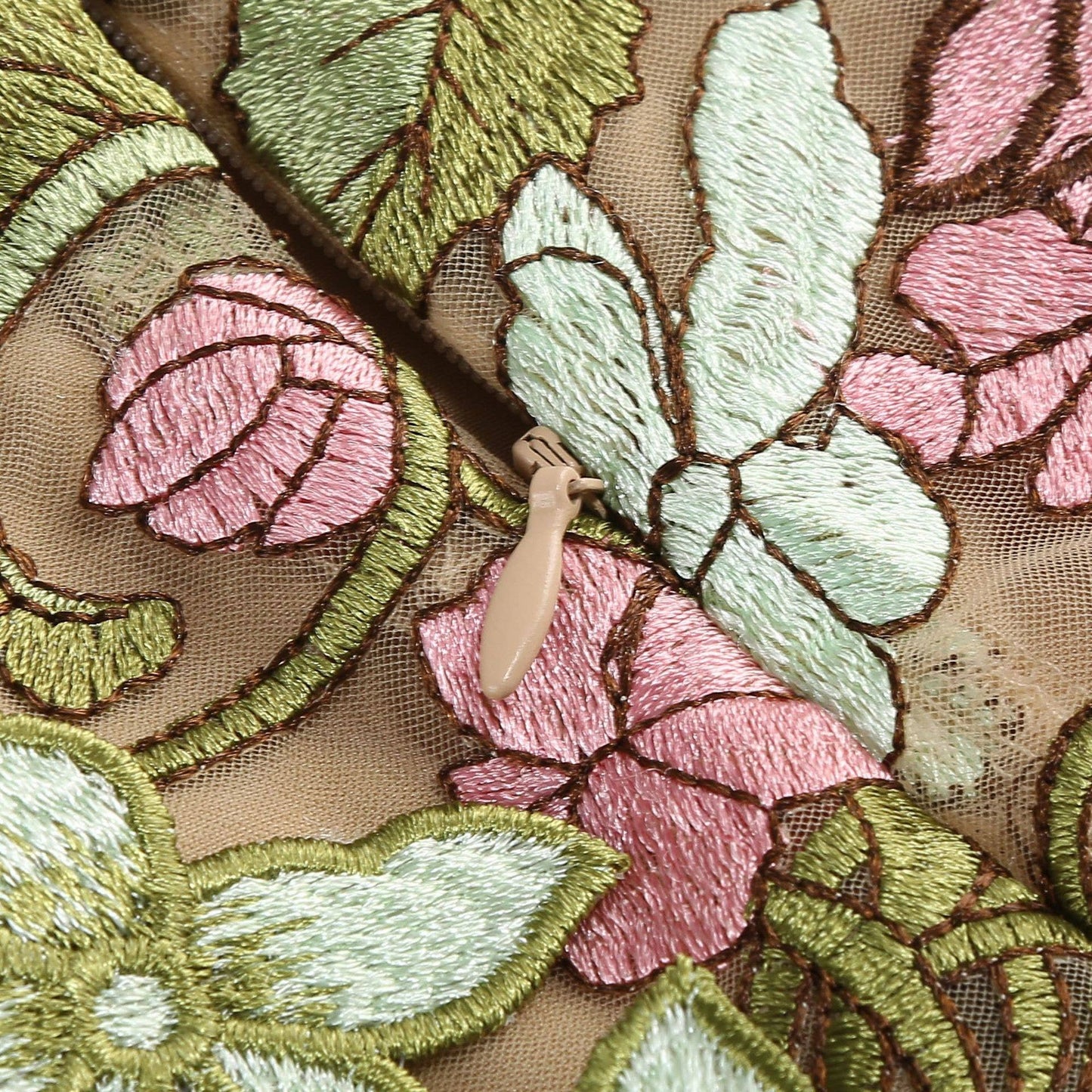 22Y Elegant Sleeveless Floral Embroidered Sheer Mini Dress: Multi-Colored / English / XS