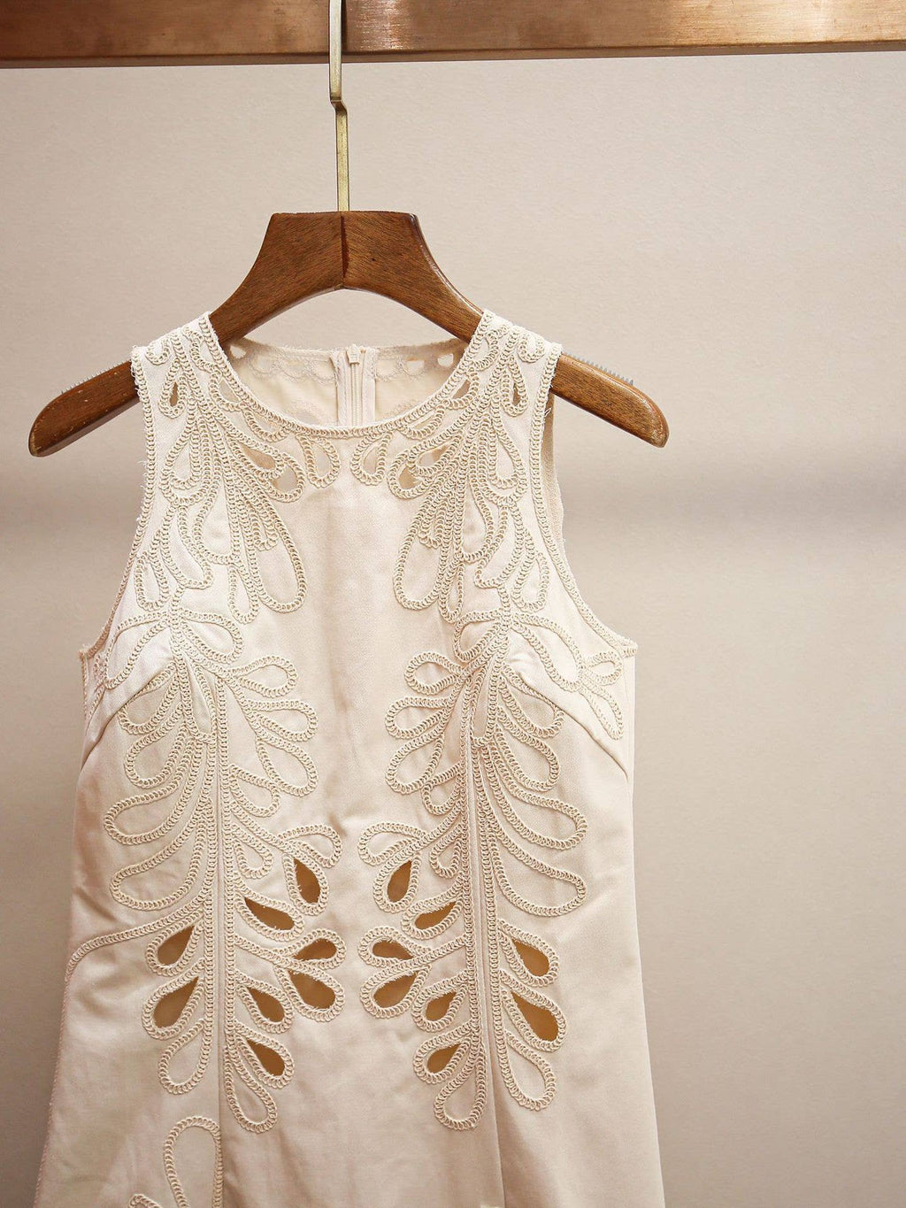 DR770Y Embroidered Sleeveless Dress with Scalloped Hem