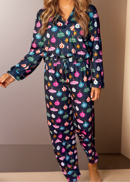 Navy Ornament Pajama Set