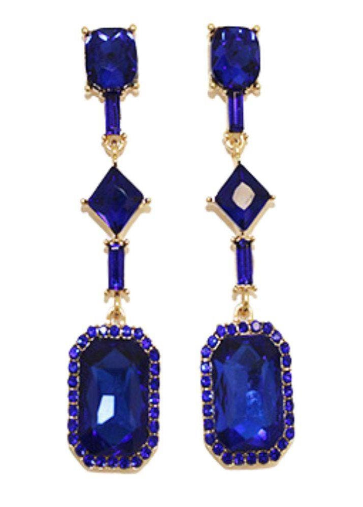 Radiant Royal CZ Drop Earrings