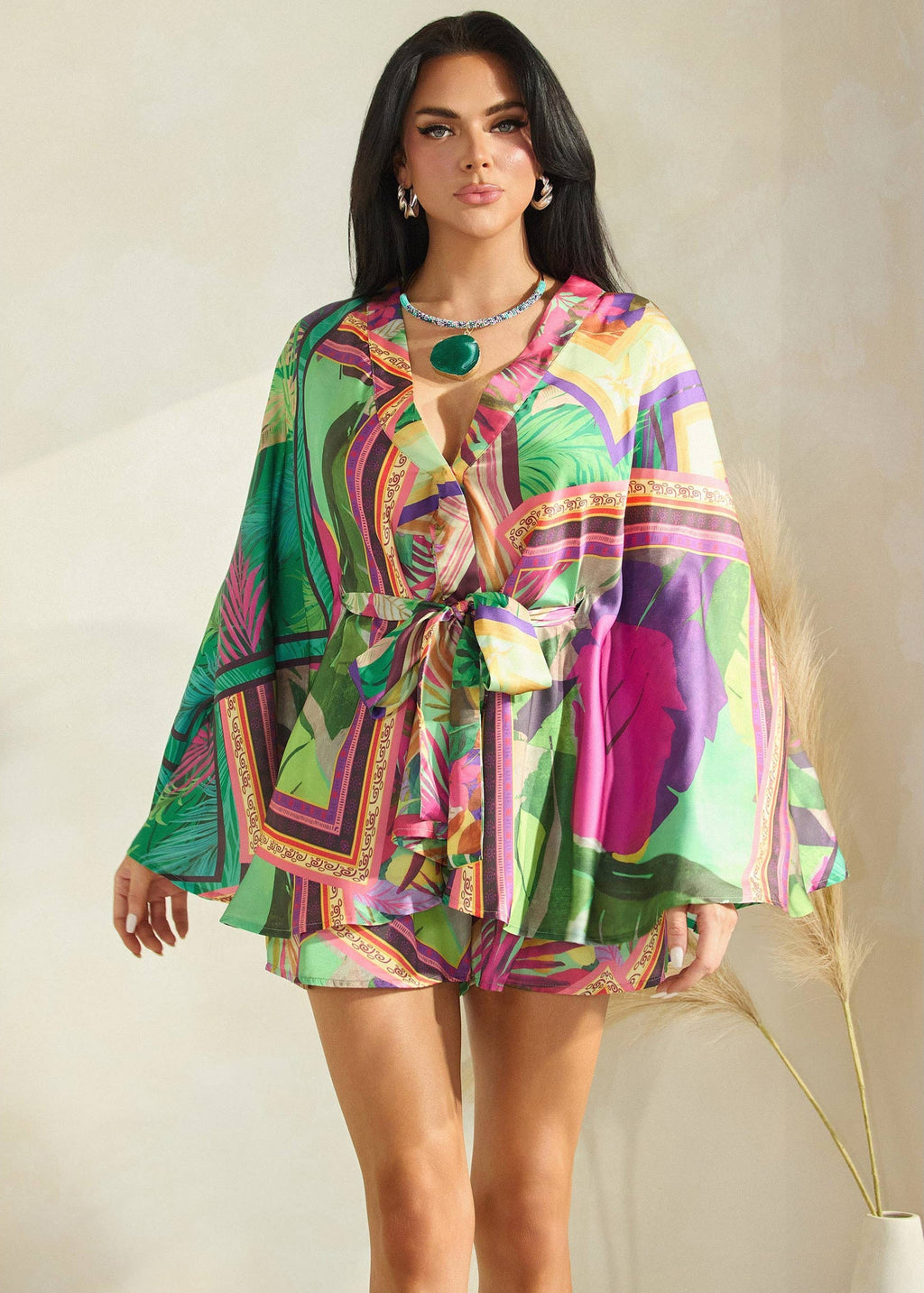 Tropics Kimono Top Short Set