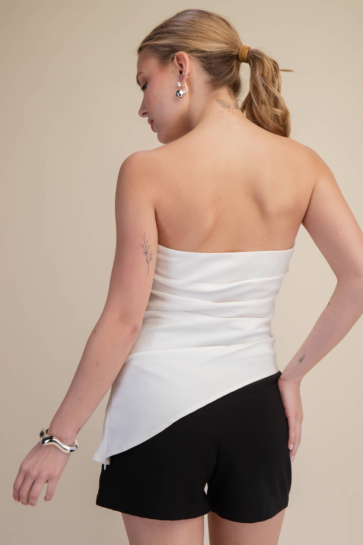 Bandeau Top Ruched Asymmetric Strapless