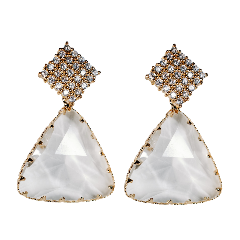 Pavé Triangle Crystal Drop Earrings