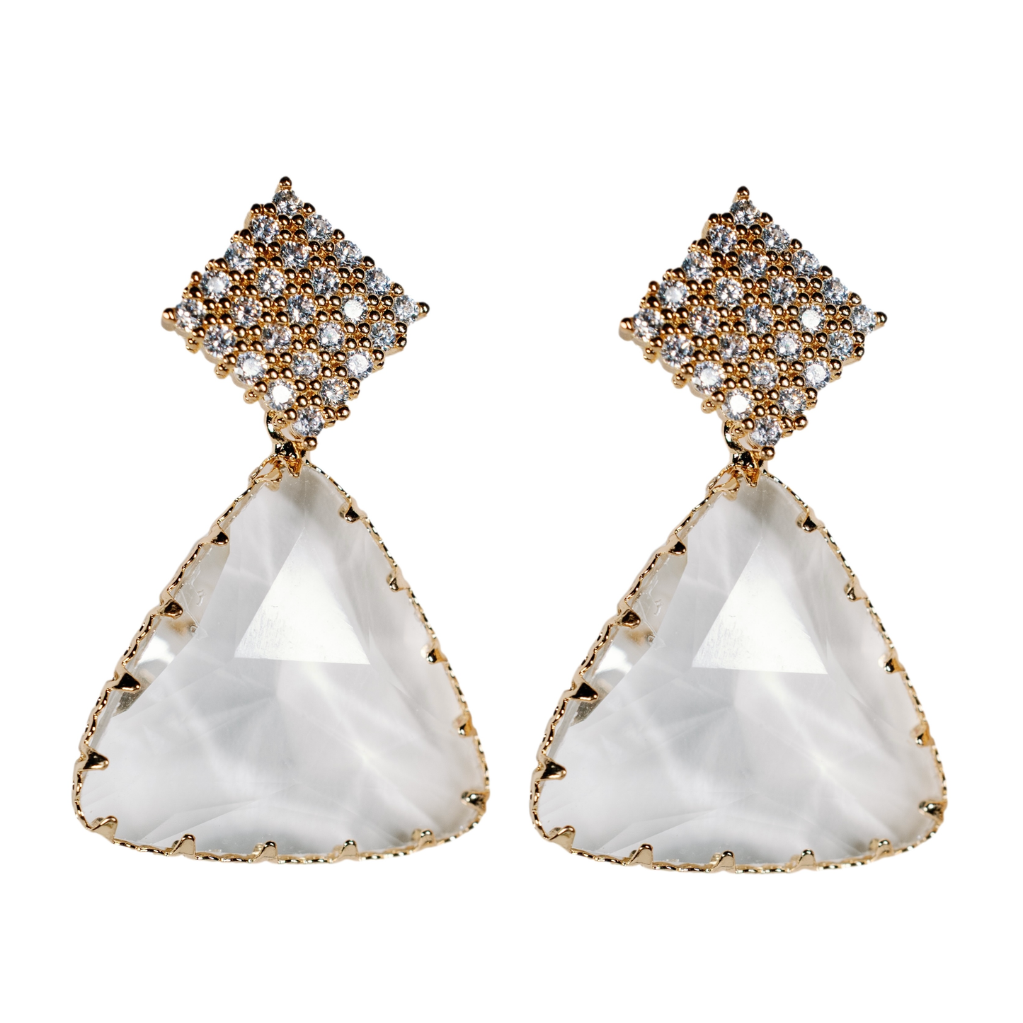 Pavé Triangle Crystal Drop Earrings