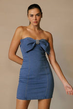 Load image into Gallery viewer, Strapless Denim Mini
