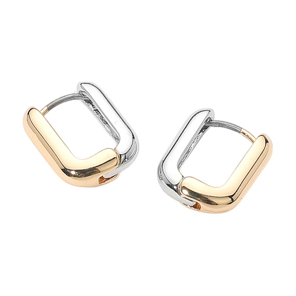 Dipped Two Tone Square Huggie