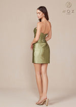 Load image into Gallery viewer, Sage Satin Corset Homecoming Dress
