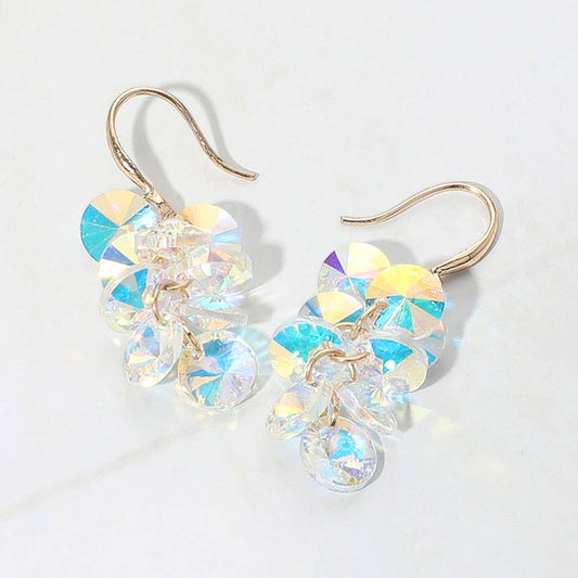 Faceted AB Cluster Dangle Earrings