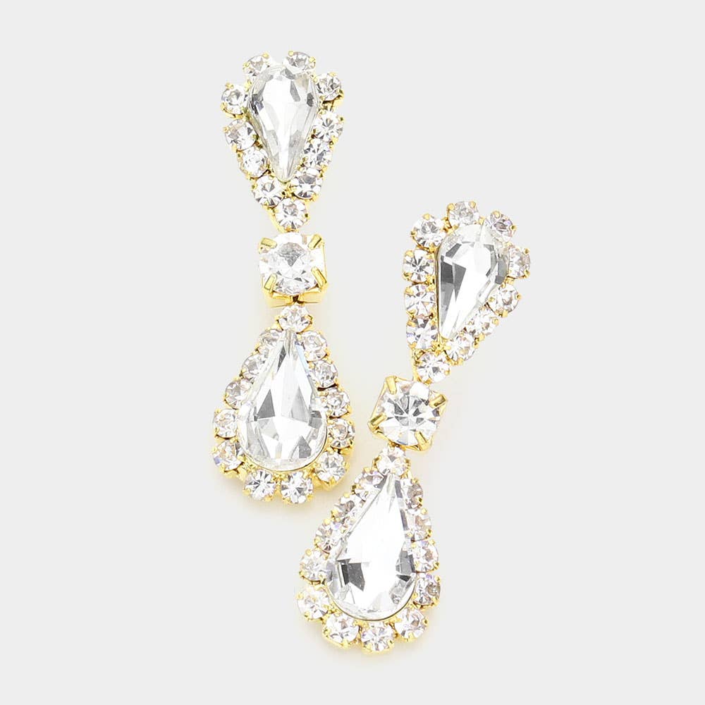 Double Teardrop Rhinestone Earrings